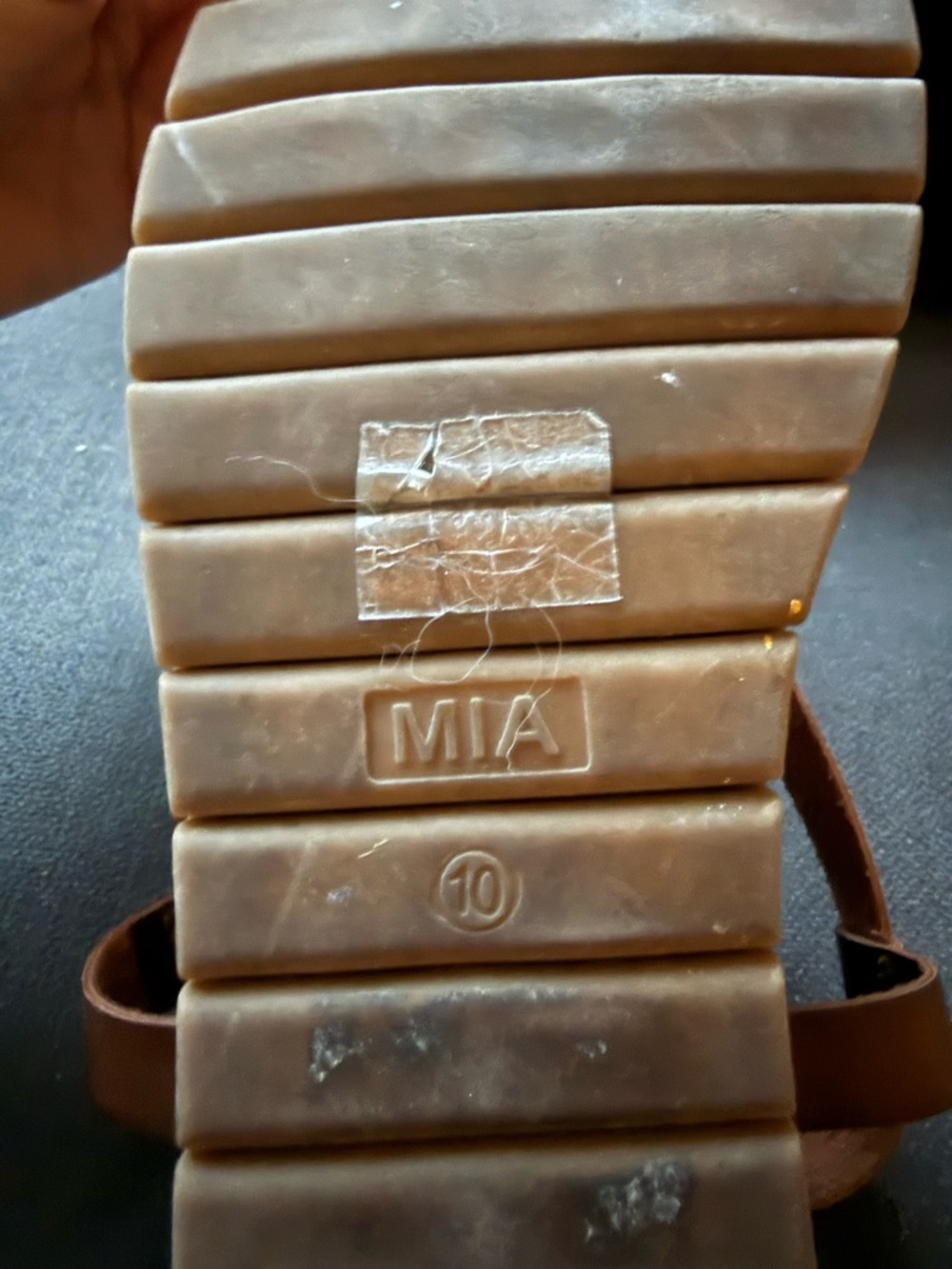 MIA Brown Leather Crisscross Sandals - Picture 4 of 4